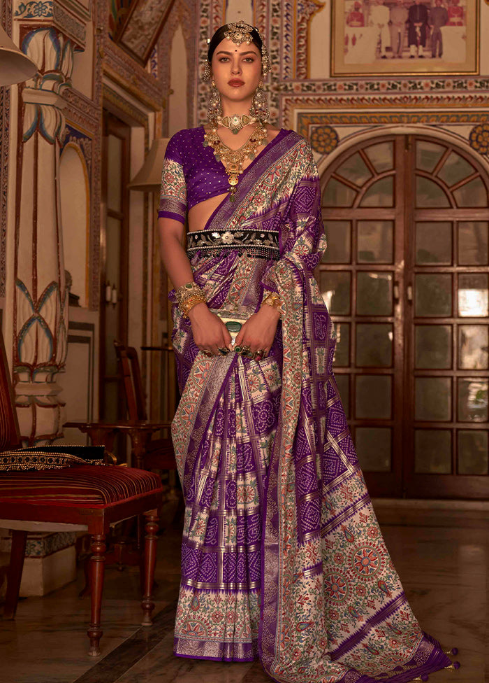 Purple Dupion Silk Saree With Blouse Piece - Indian Silk House Agencies