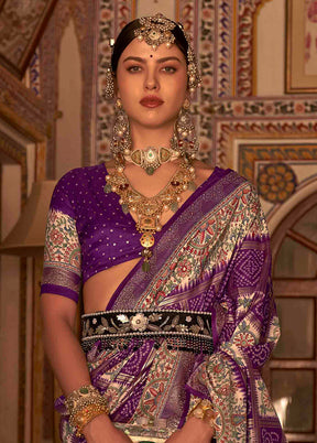 Purple Dupion Silk Saree With Blouse Piece - Indian Silk House Agencies