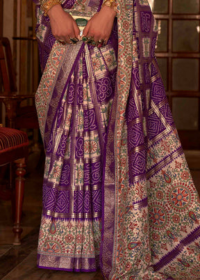 Purple Dupion Silk Saree With Blouse Piece - Indian Silk House Agencies