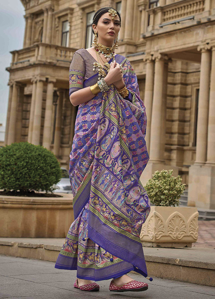 Blue Dupion Silk Saree With Semi Stitched Blouse Piece - Indian Silk House Agencies