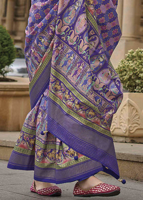 Blue Dupion Silk Saree With Semi Stitched Blouse Piece - Indian Silk House Agencies