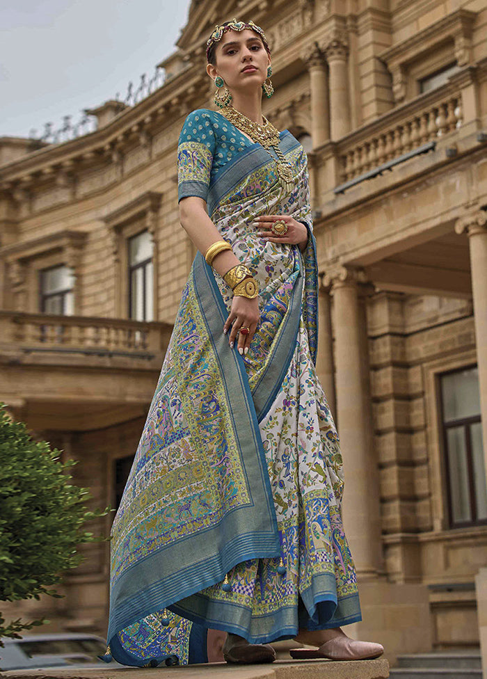 Sky Blue Dupion Silk Saree With Blouse Piece - Indian Silk House Agencies