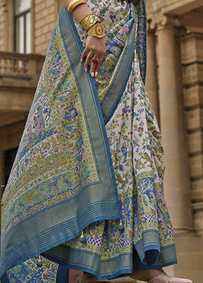 Sky Blue Dupion Silk Saree With Blouse Piece - Indian Silk House Agencies