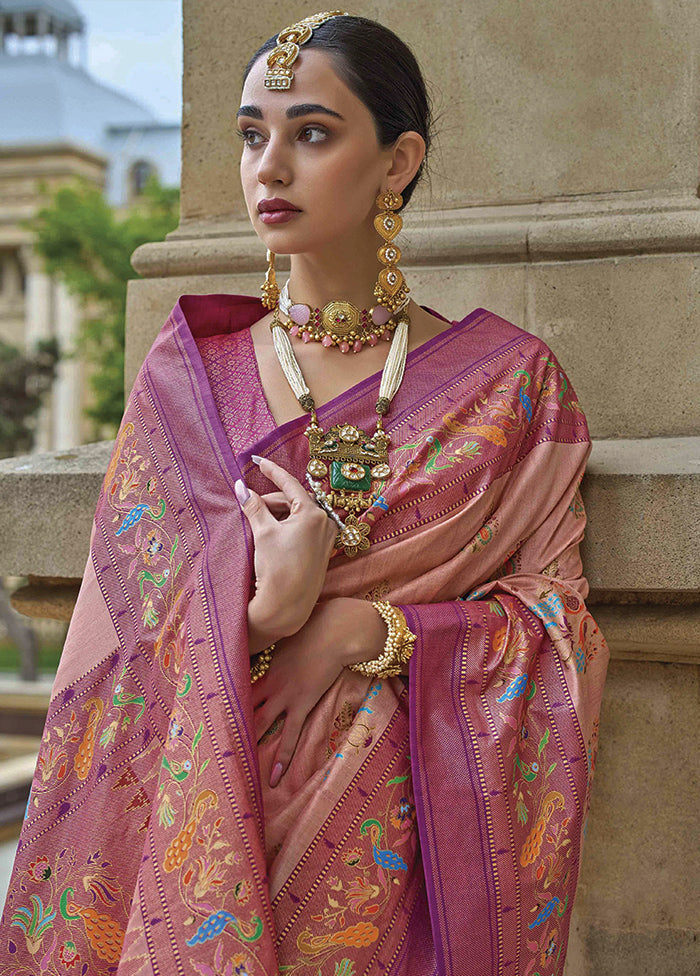 Peach Dupion Silk Saree With Blouse Piece - Indian Silk House Agencies