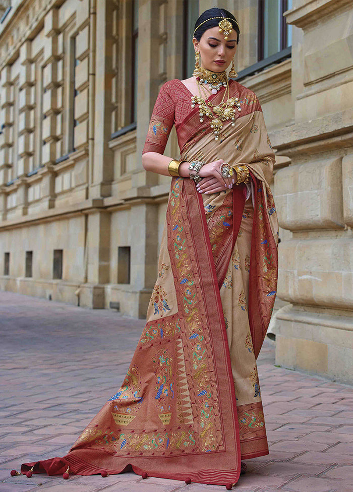 Brown Dupion Silk Saree With Blouse Piece - Indian Silk House Agencies