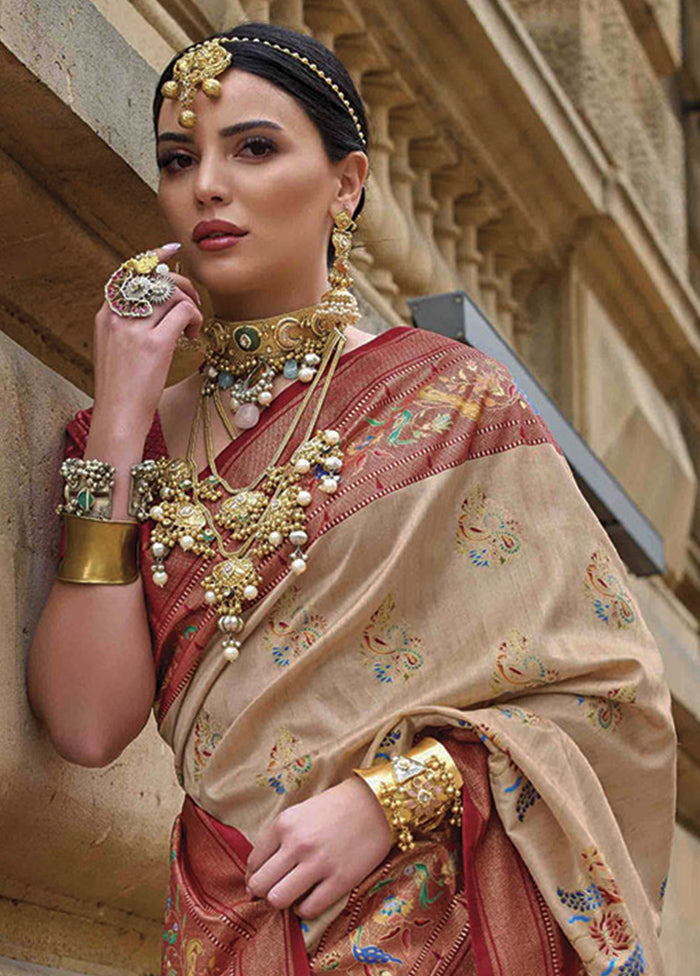 Brown Dupion Silk Saree With Blouse Piece - Indian Silk House Agencies