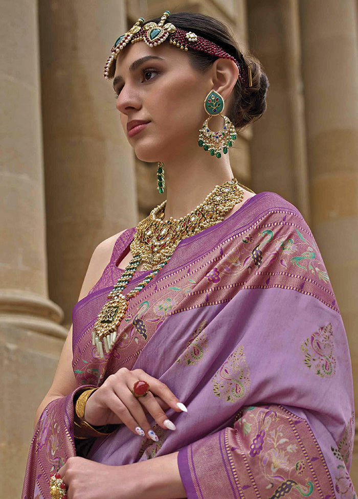 Purple Dupion Silk Saree With Blouse Piece - Indian Silk House Agencies