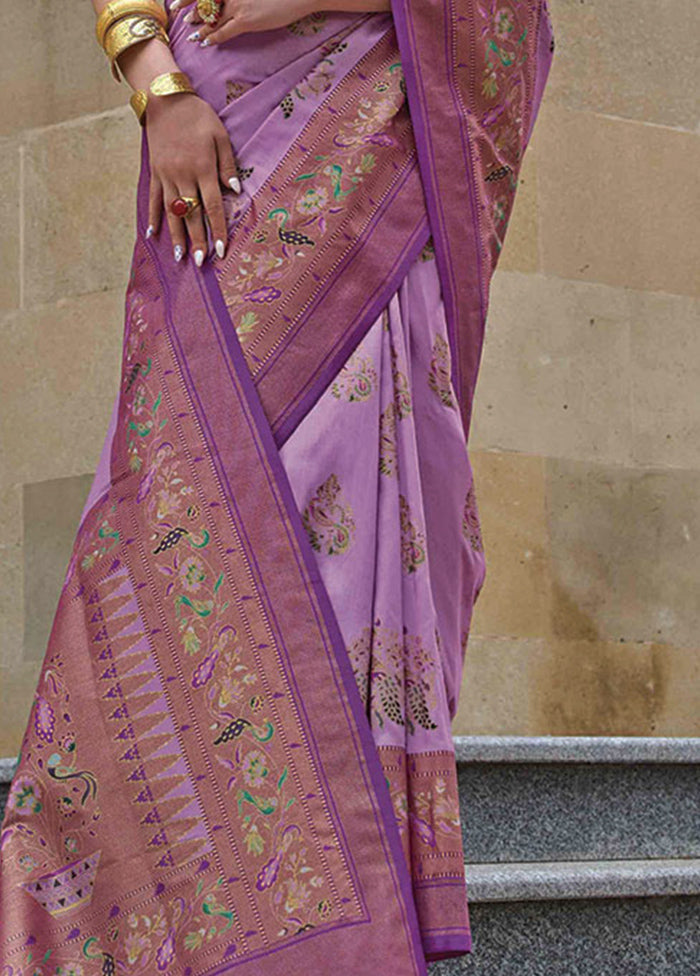 Purple Dupion Silk Saree With Blouse Piece - Indian Silk House Agencies