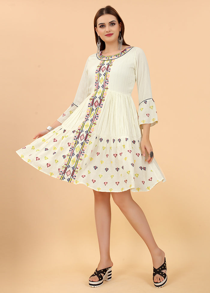 Off White Readymade Viscose Dress - Indian Silk House Agencies