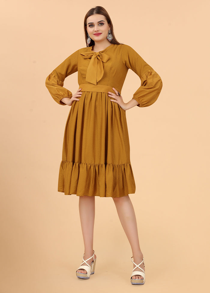 Gold Readymade Viscose Dress - Indian Silk House Agencies