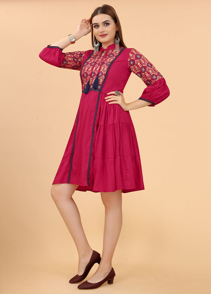 Pink Readymade Viscose Dress - Indian Silk House Agencies