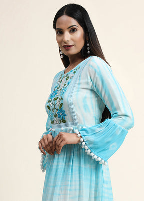 Sky Blue Readymade Georgette Dress - Indian Silk House Agencies