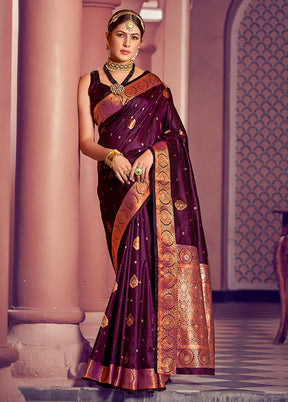 Purple Dupion Silk Saree With Blouse Piece - Indian Silk House Agencies