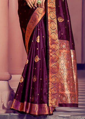 Purple Dupion Silk Saree With Blouse Piece - Indian Silk House Agencies