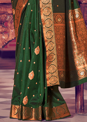 Green Dupion Silk Saree With Blouse Piece - Indian Silk House Agencies