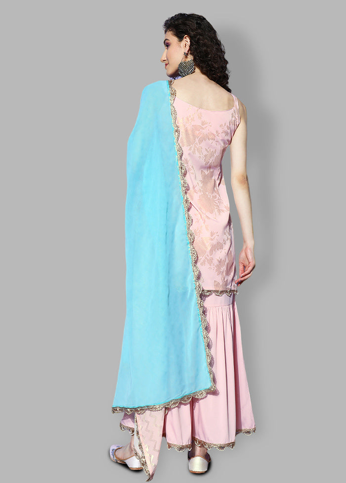 3 Pc Pink Readymade Silk Suit Set - Indian Silk House Agencies