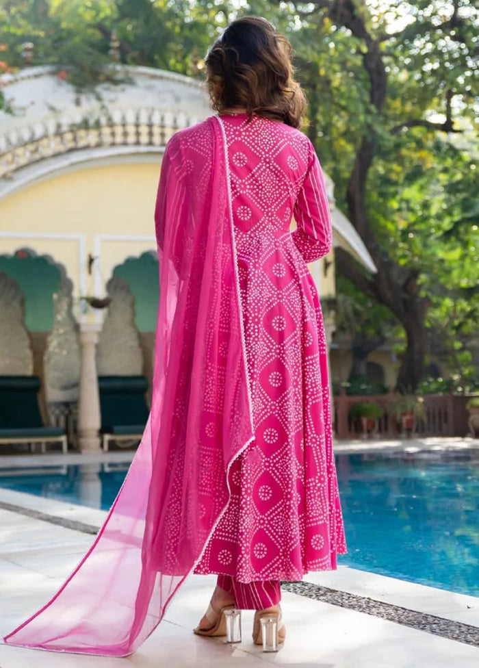 3 Pc Pink Readymade Cotton Suit Set - Indian Silk House Agencies