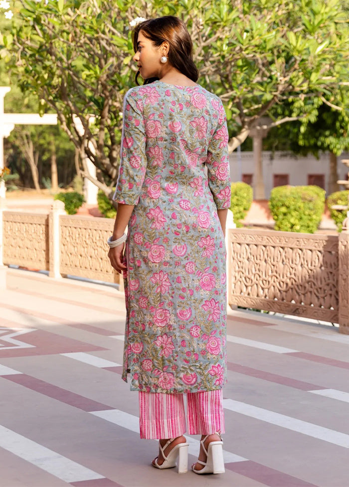 3 Pc Pink Readymade Cotton Suit Set - Indian Silk House Agencies