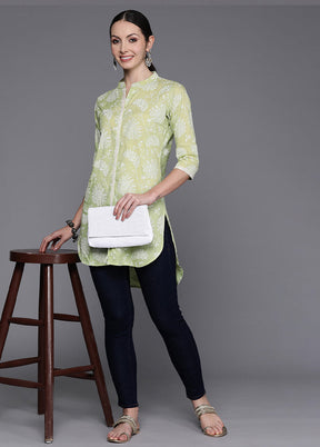 Pista Green Readymade Cotton Tunic - Indian Silk House Agencies