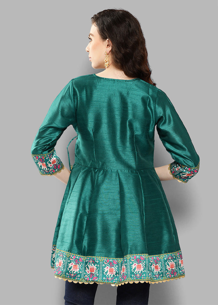 Green Readymade Silk Tunic - Indian Silk House Agencies