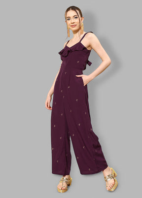 Burgundy Readymade Silk Jumpsuit - Indian Silk House Agencies