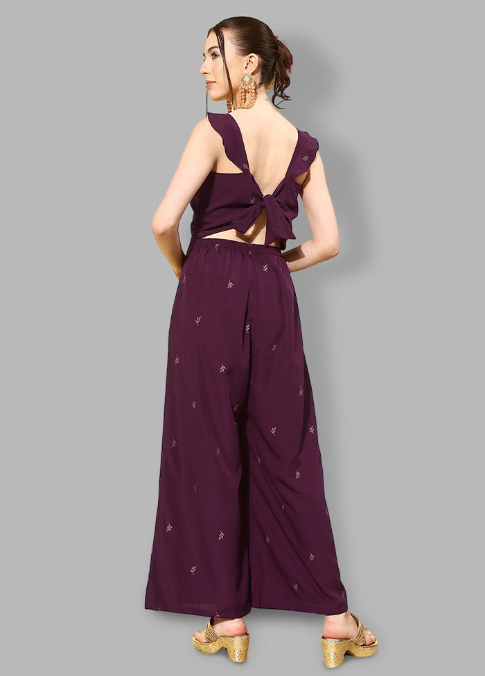 Burgundy Readymade Silk Jumpsuit - Indian Silk House Agencies