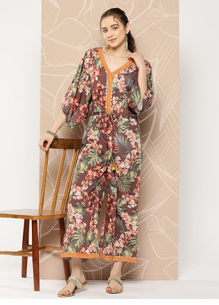 Brown Readymade Silk Jumpsuit - Indian Silk House Agencies