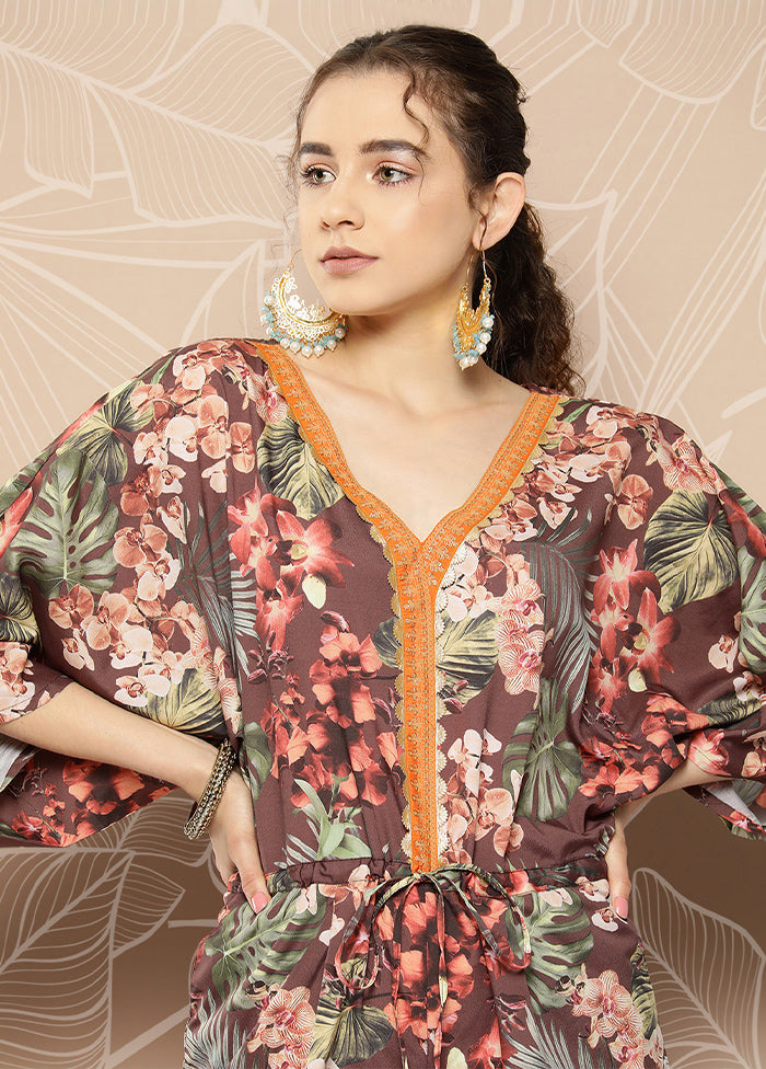 Brown Readymade Silk Jumpsuit - Indian Silk House Agencies