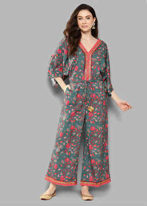 Green Readymade Silk Jumpsuit - Indian Silk House Agencies