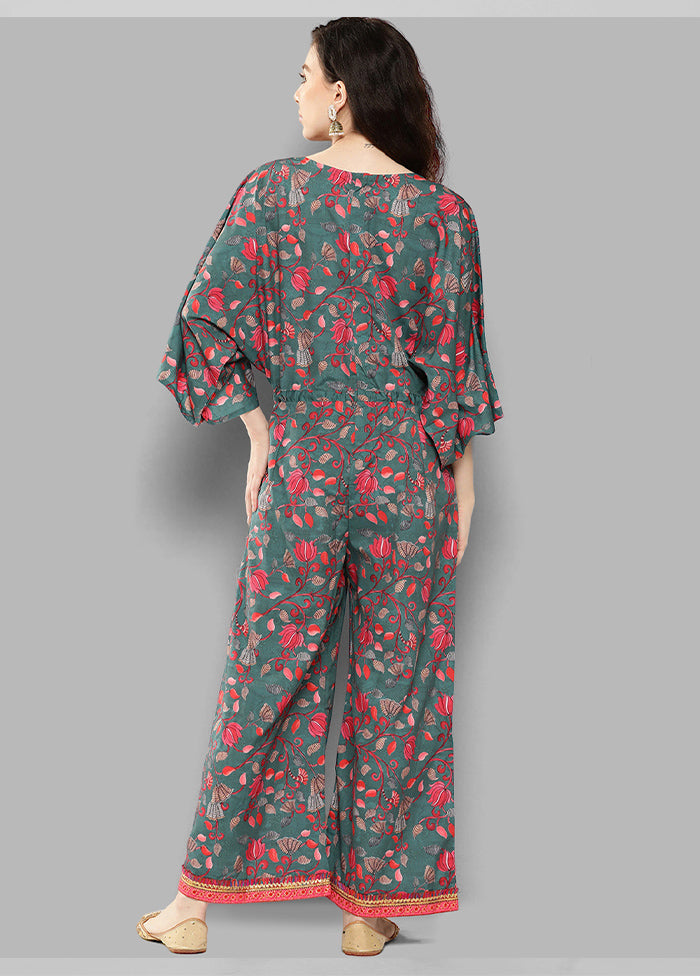 Green Readymade Silk Jumpsuit - Indian Silk House Agencies