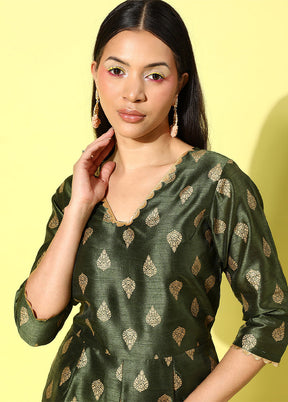 Mehendi Readymade Silk Jumpsuit - Indian Silk House Agencies