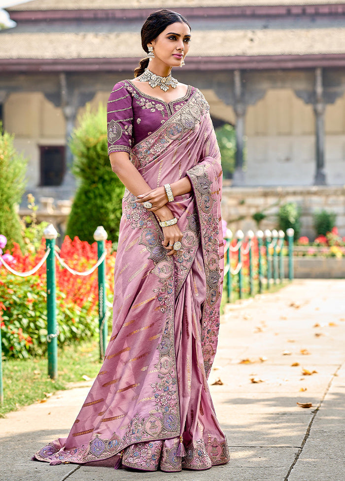 Purple Dupion Silk Saree With Blouse Piece - Indian Silk House Agencies