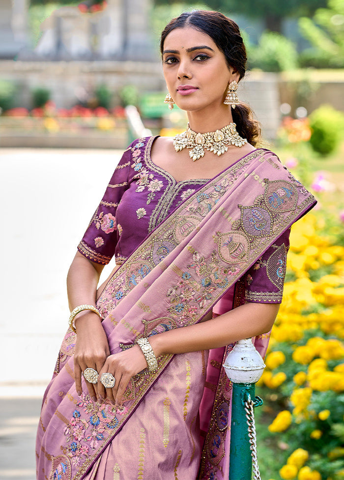 Purple Dupion Silk Saree With Blouse Piece - Indian Silk House Agencies