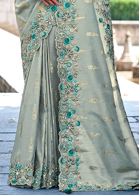 Green Dupion Silk Saree With Blouse Piece - Indian Silk House Agencies