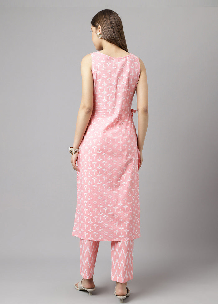 2 Pc Pink Readymade Cotton Kurti Set - Indian Silk House Agencies