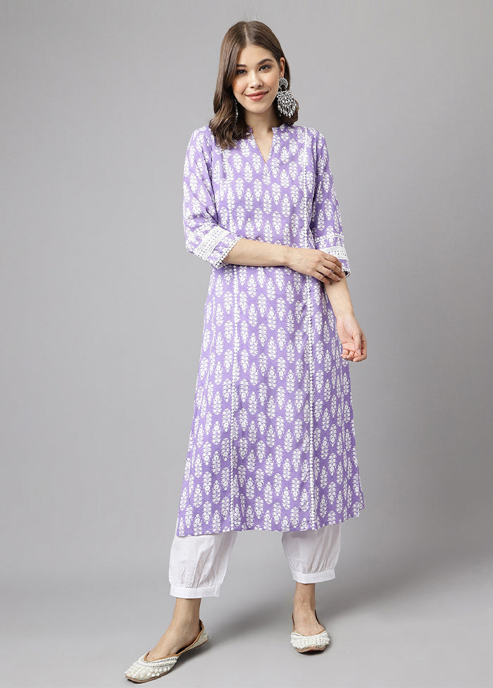 2 Pc Voilet Readymade Cotton Kurti Set - Indian Silk House Agencies