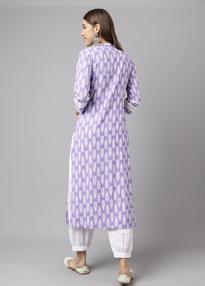 2 Pc Voilet Readymade Cotton Kurti Set - Indian Silk House Agencies