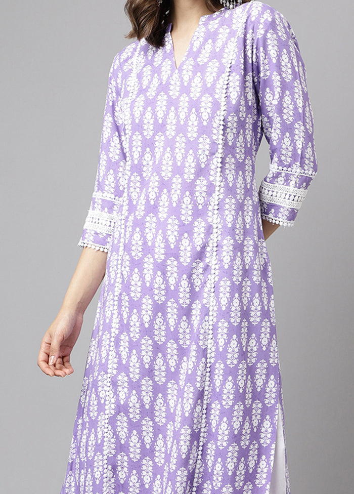 2 Pc Voilet Readymade Cotton Kurti Set - Indian Silk House Agencies