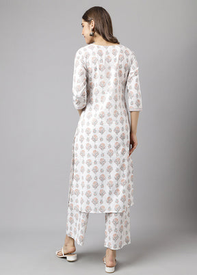 2 Pc White Readymade Cotton Kurti Set - Indian Silk House Agencies