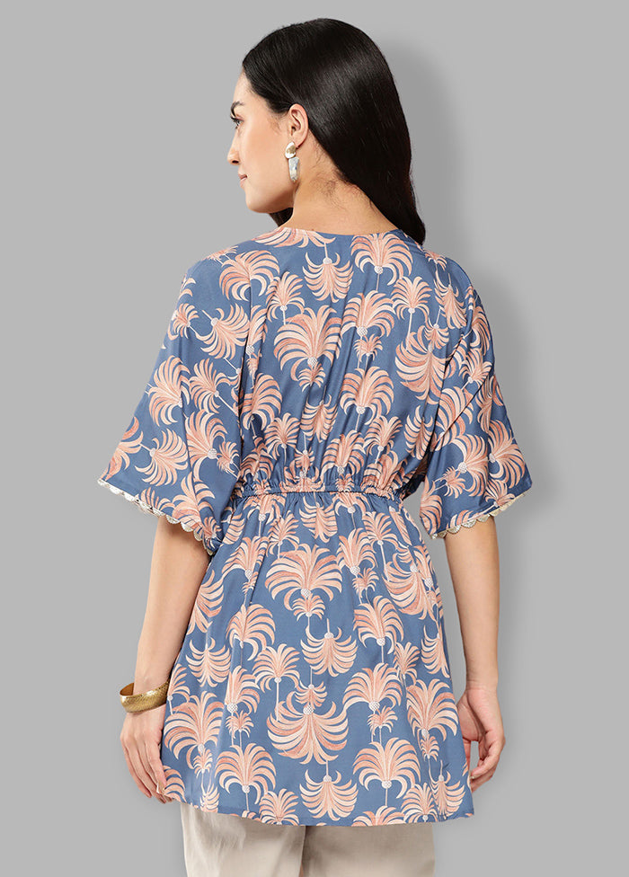 Blue Readymade Polyester Tunic - Indian Silk House Agencies