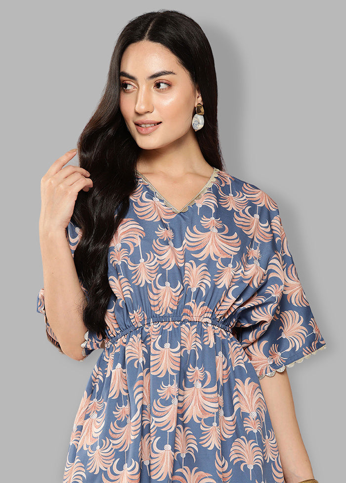 Blue Readymade Polyester Tunic - Indian Silk House Agencies