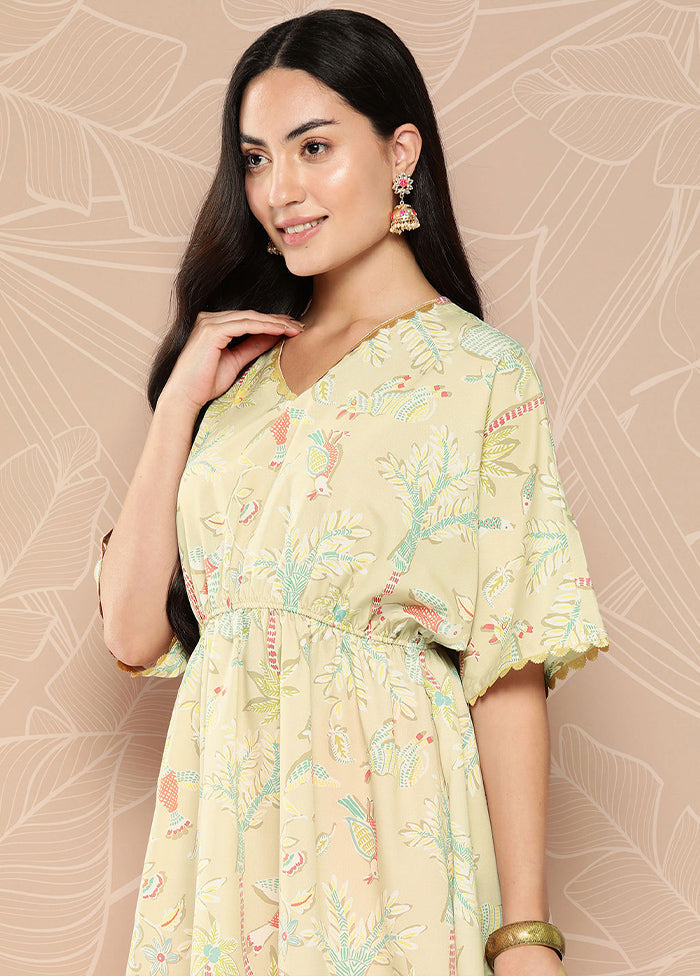 Cream Readymade Polyester Tunic - Indian Silk House Agencies