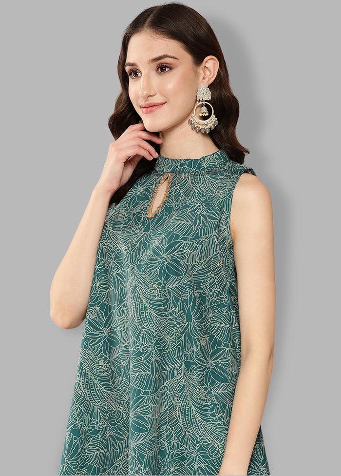 Green Readymade Polyester Tunic - Indian Silk House Agencies