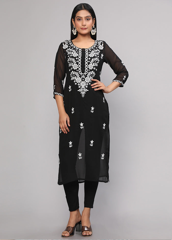 Black Readymade Georgette Kurti - Indian Silk House Agencies