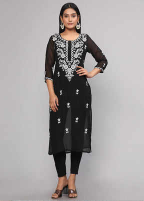 Black Readymade Georgette Kurti - Indian Silk House Agencies