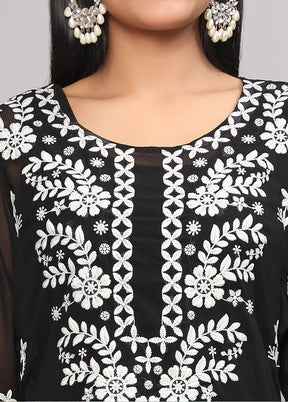 Black Readymade Georgette Kurti - Indian Silk House Agencies