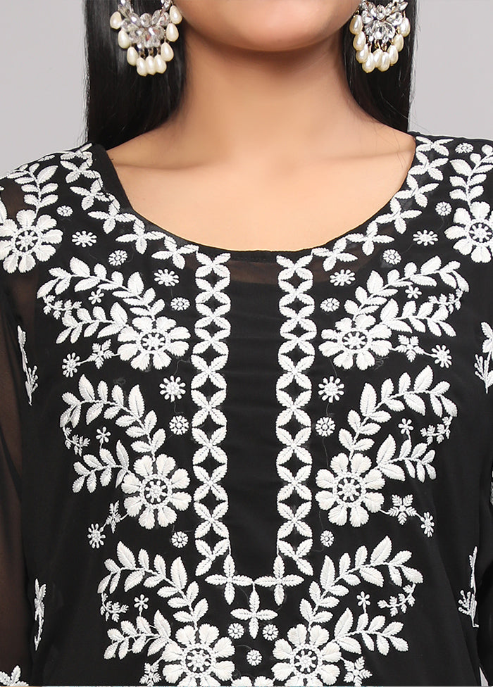 Black Readymade Georgette Kurti - Indian Silk House Agencies