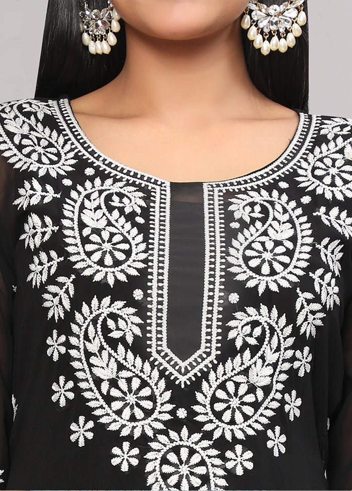 Black Readymade Georgette Kurti - Indian Silk House Agencies