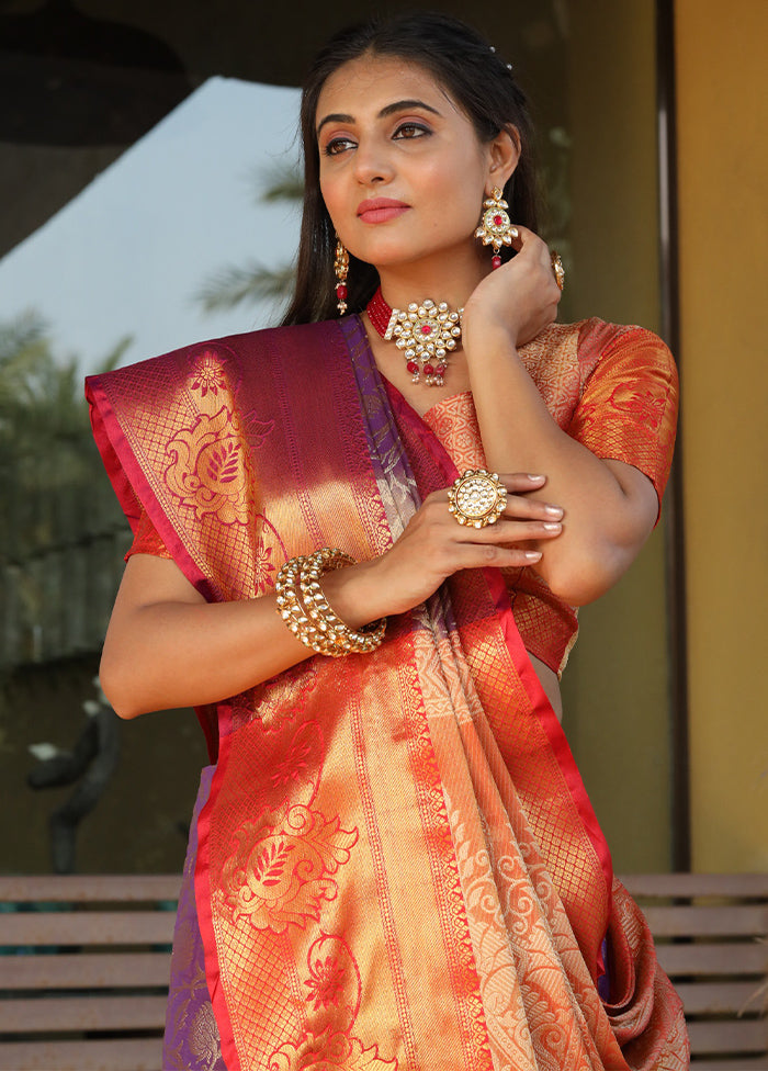 Multicolor Dupion Silk Saree With Blouse Piece - Indian Silk House Agencies