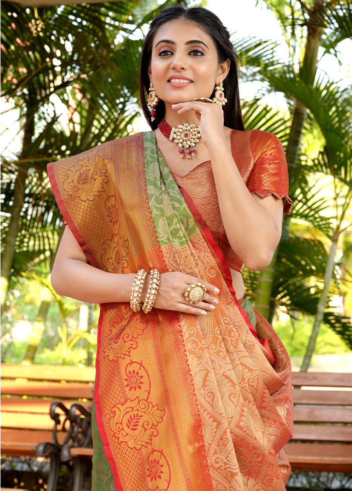 Multicolor Dupion Silk Saree With Blouse Piece - Indian Silk House Agencies